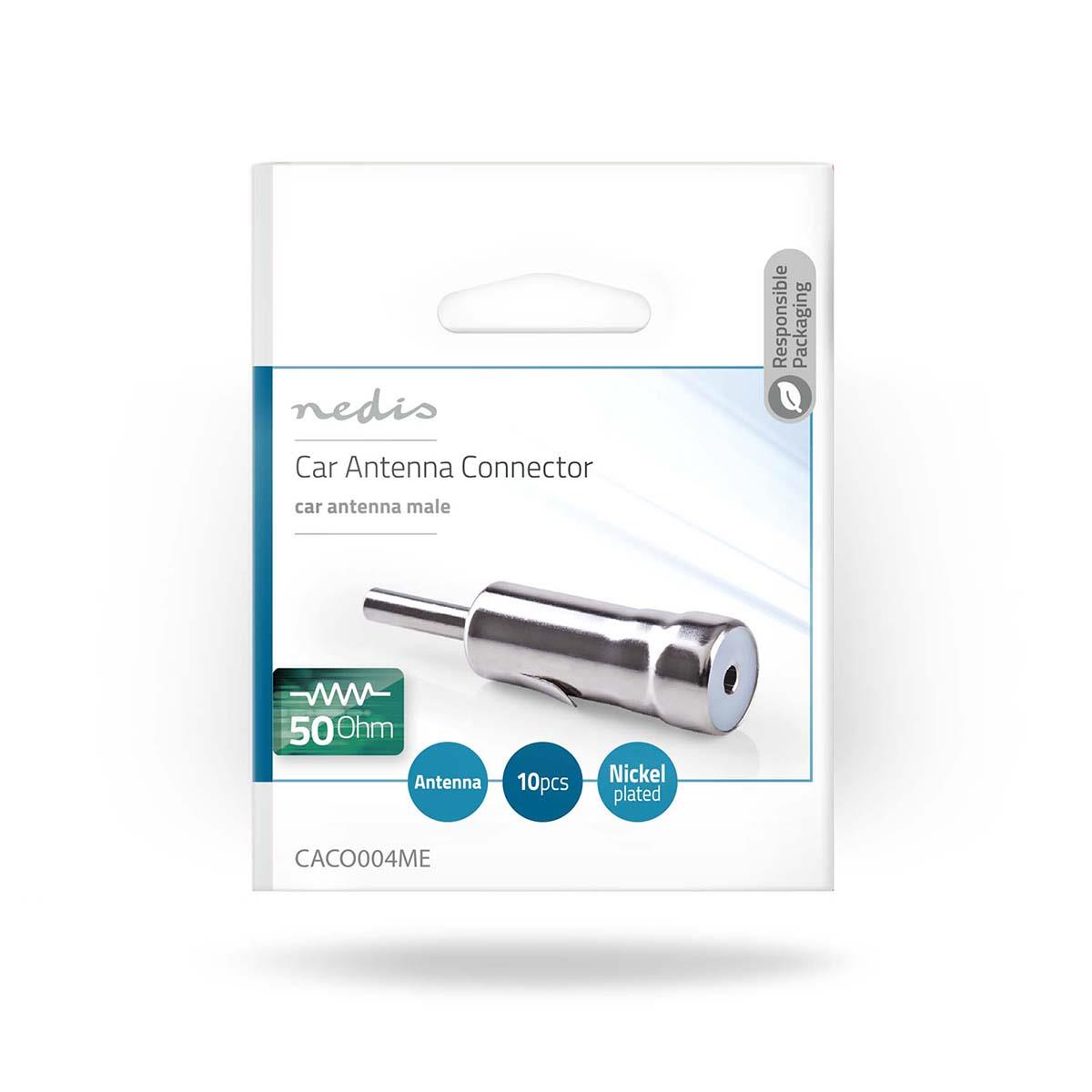 Nedis Car Antenna Connector | Straight | Male | Copper | 50 Ohm | Push on | Metal | Silver | 10 pcs | Envelope