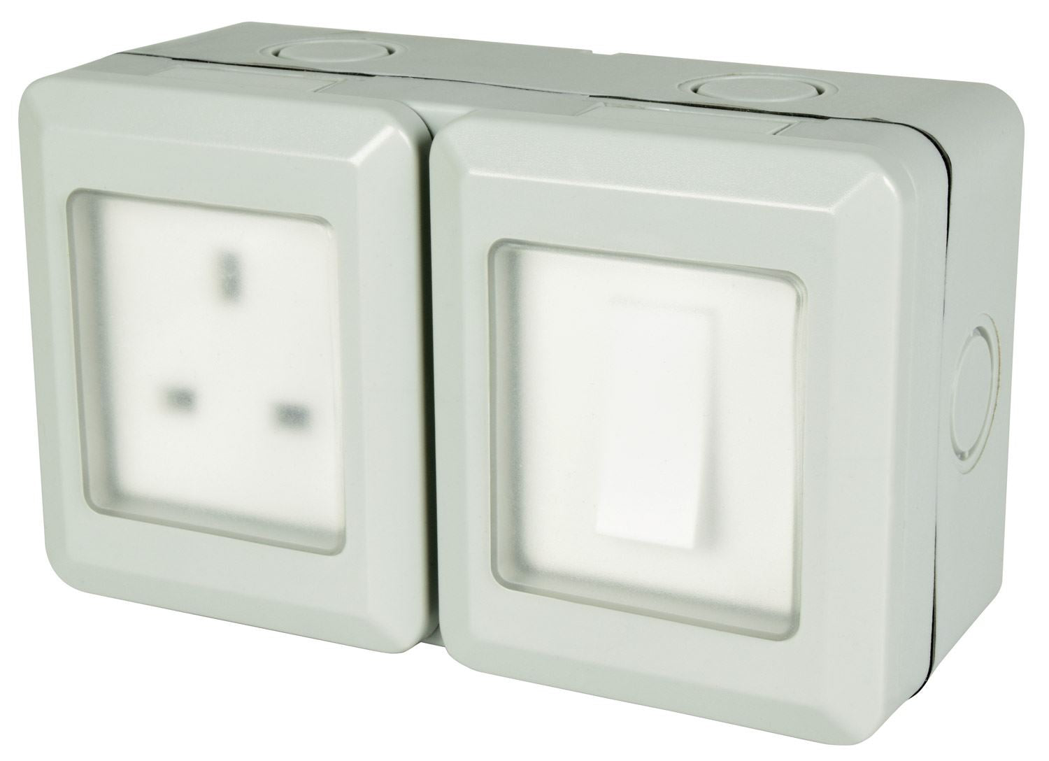 Mercury Weatherproof 1 Gang Outdoor IP55 Single Switch and Socket Garden Outside Use