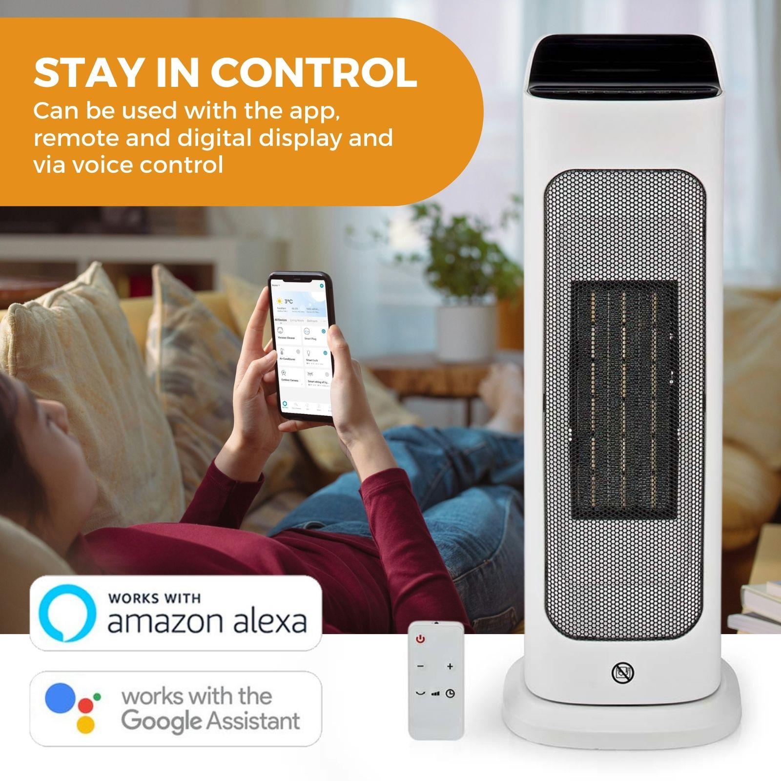 Nedis SmartLife Ceramic PTC Fan Heater | Wi-Fi | 2000 W | 2 Heat Settings | Oscillation | Display | 10 - 49 °C | Android™ / IOS | White