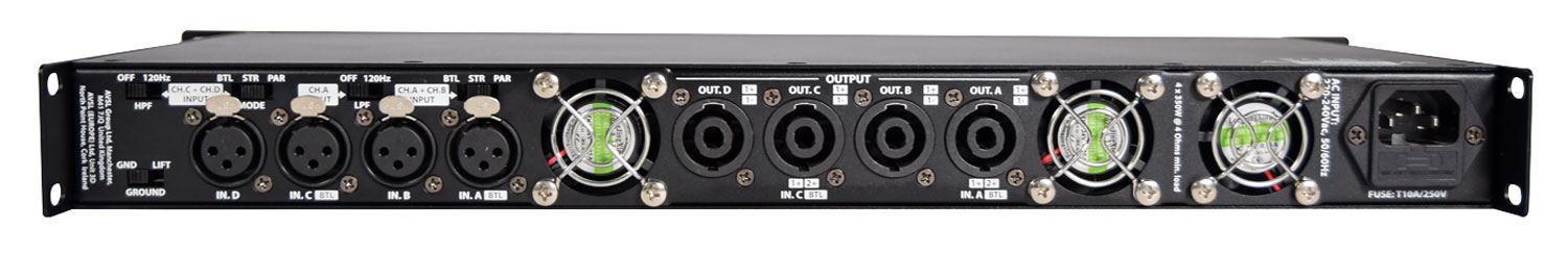 Citronic D4350 1U Rack Mount Quad Amplifier 4 x 350W RMS