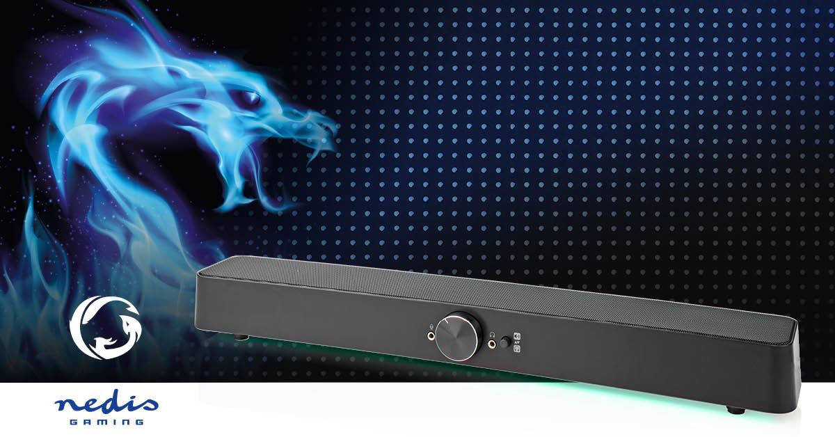 Nedis Gaming Speaker | Speaker channels: 2.0 | USB Powered | 3.5 mm Male | 30 W | LED | Volume control | Connection output: 1x 3.5 mm
