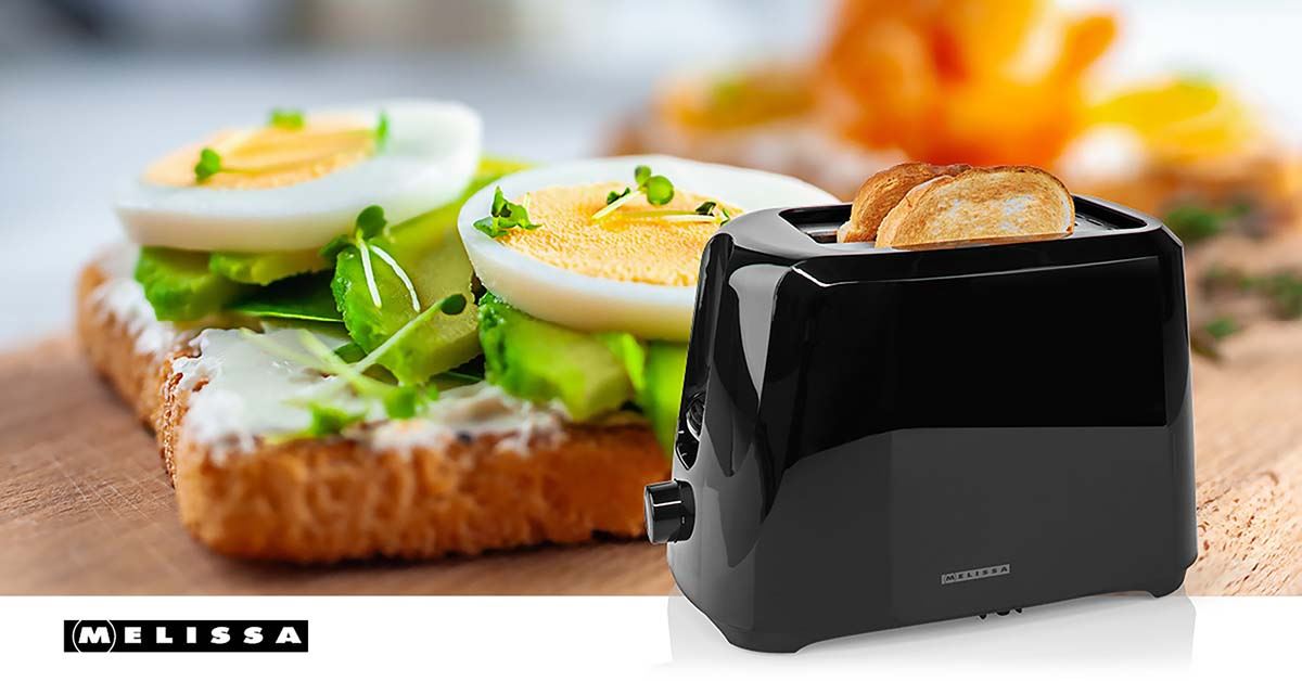 MELISSA Compact 2 Slice Toaster with Adjustable Browning Control, 6 Toasting Levels, and Removable Crumb Tray, 700W