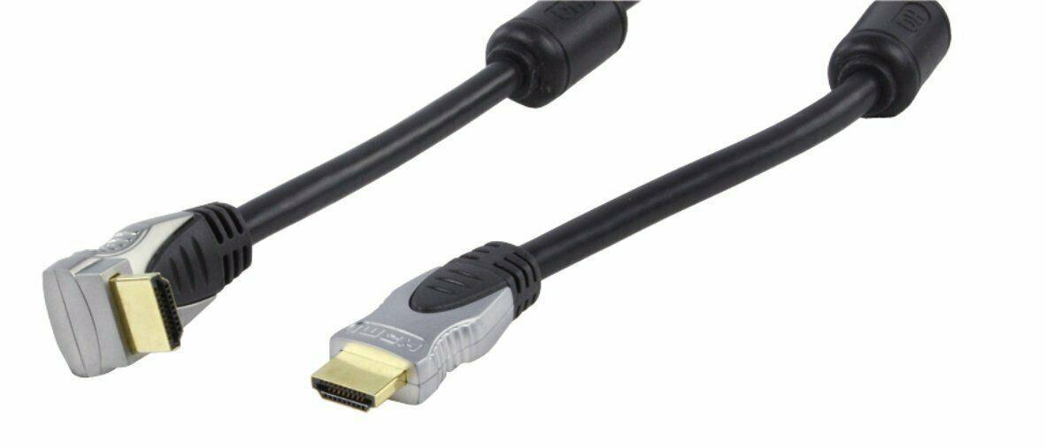 High Speed HDMI™ Cable with Ethernet | HDMI™ Connector 90 Degree| HDMI™ Connector | 10.0 m | Metal | Round | PVC | Black