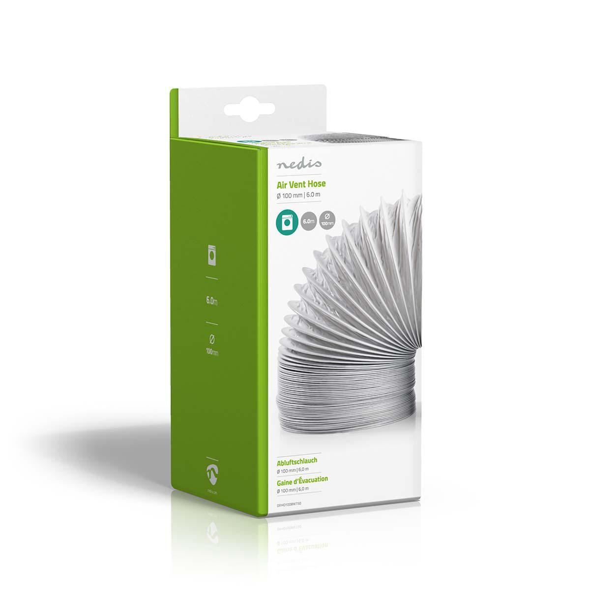 Nedis PVC Air Outlet Hose | 100 mm | 6.00 m | Suitable for: Air Ventilation / Tumble Dryers / Air Conditioners | White