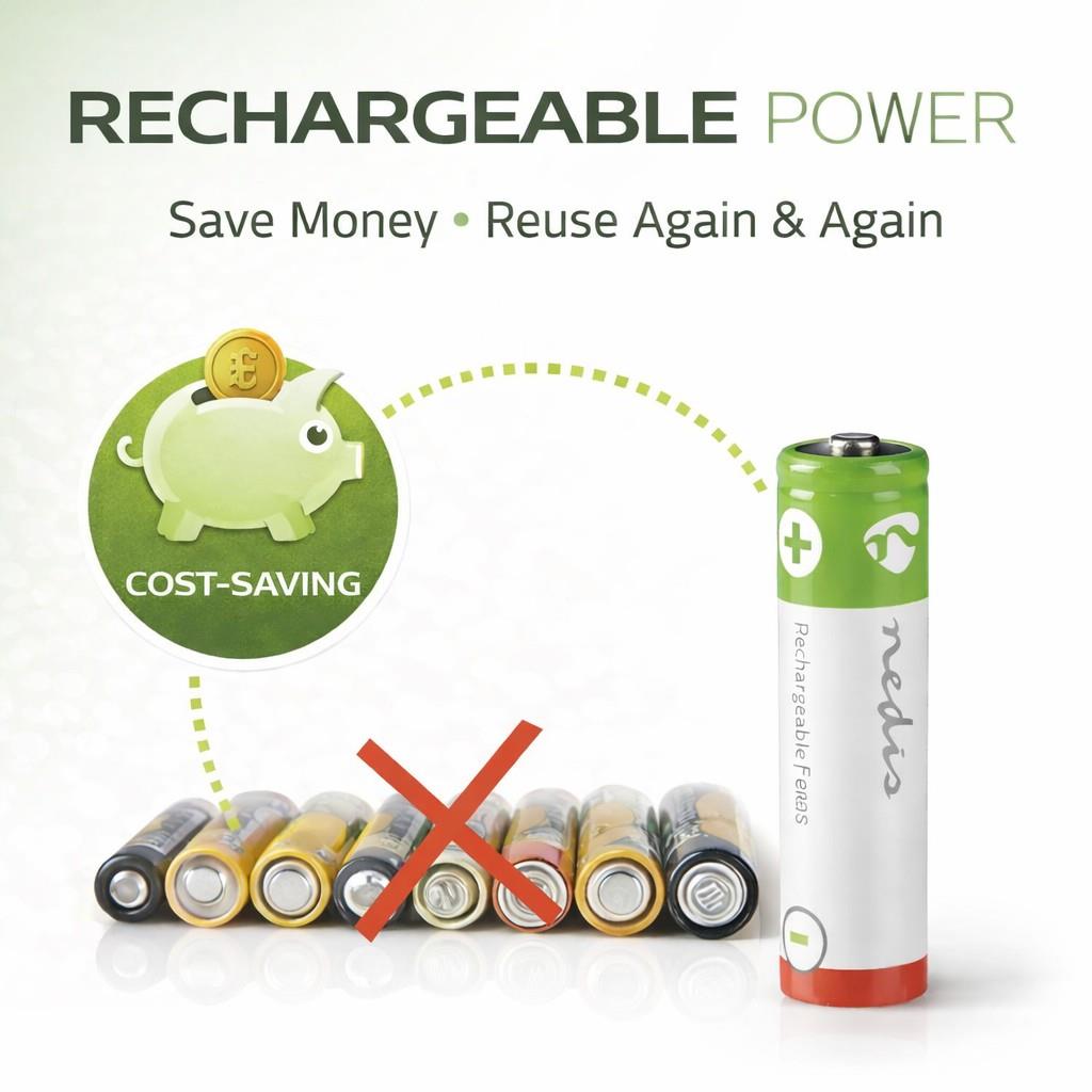 Nedis AAA Rechargeable NiMH Battery | 1.2 V DC | 700 mAh | Precharged | 2-Pack