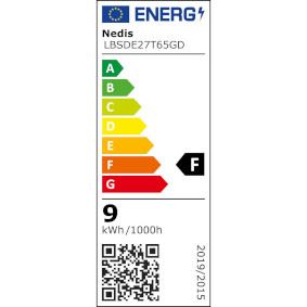 Nedis LED Filament Bulb E27, Dimmable Spiral T65, 600lm, 8.5W, Gold Smoke Glass, Eco-Friendly with 15,000h Lifespan