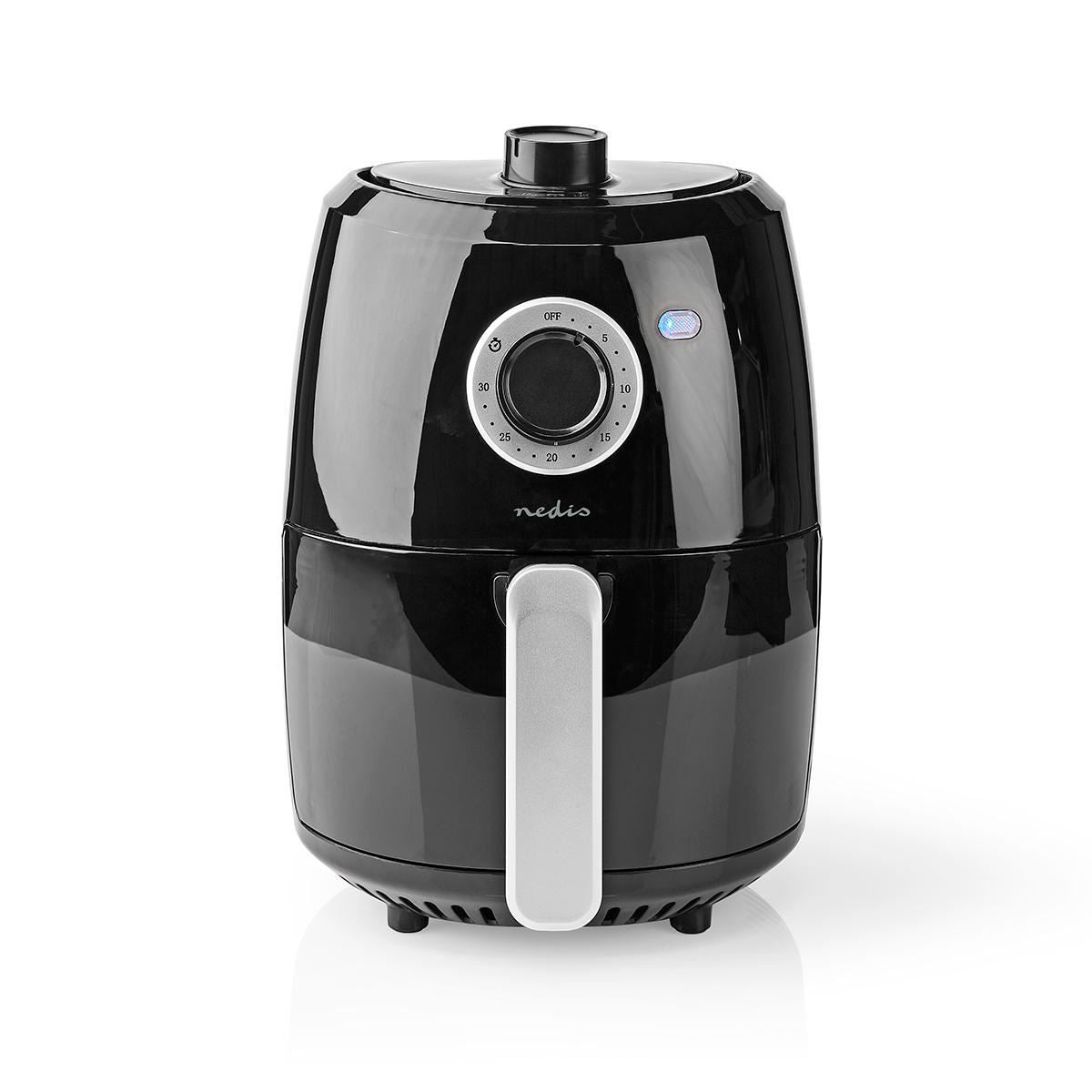 Nedis 2.4L Hot Air Fryer, Adjustable Temperature, 30 Min Timer - For Baking, Grilling, Frying & Roasting with Rapid Air Circulation, Uses Minimal Oil for Up to 90% Less Fat