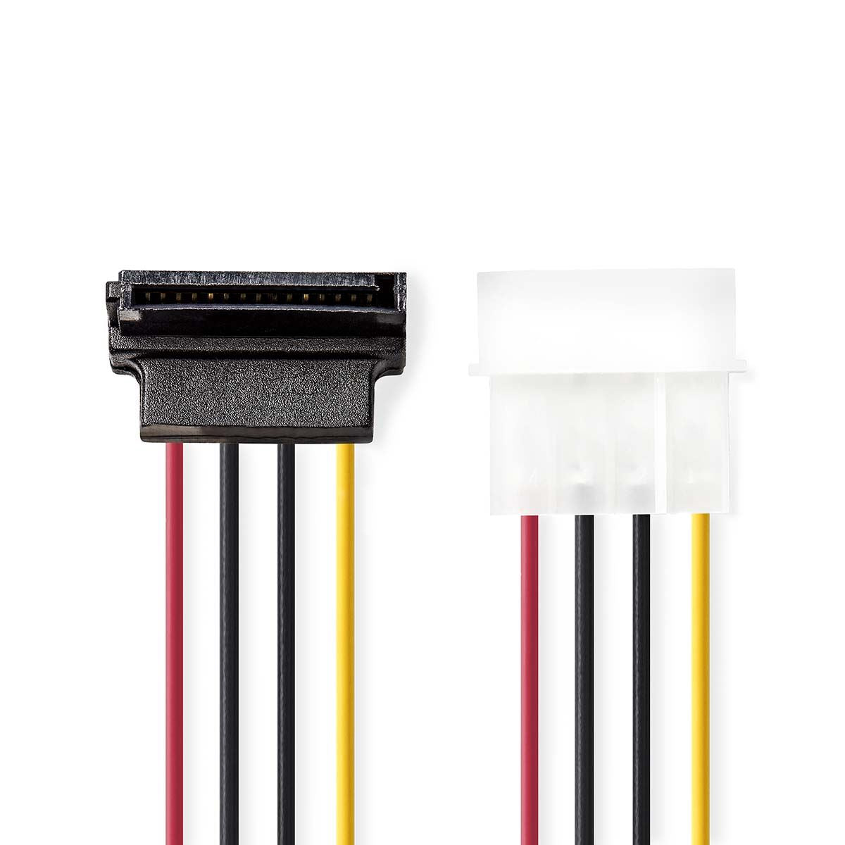 Nedis Internal Power cable | Molex Male | SATA 15-Pin Female | Gold Plated | 0.15 m | Round | PVC | Multi Colour | Envelope