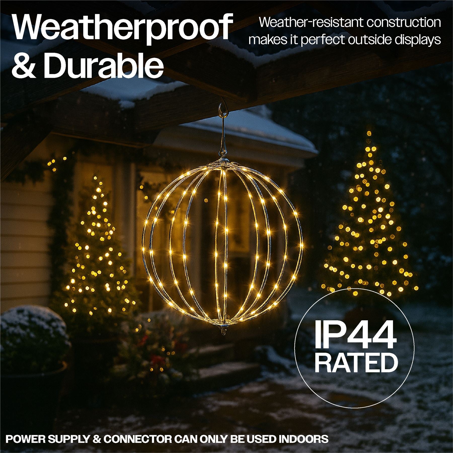 Outdoor 140 LED Copper Gold Hanging Sphere Light with Timer Power Supply and 10m Lead