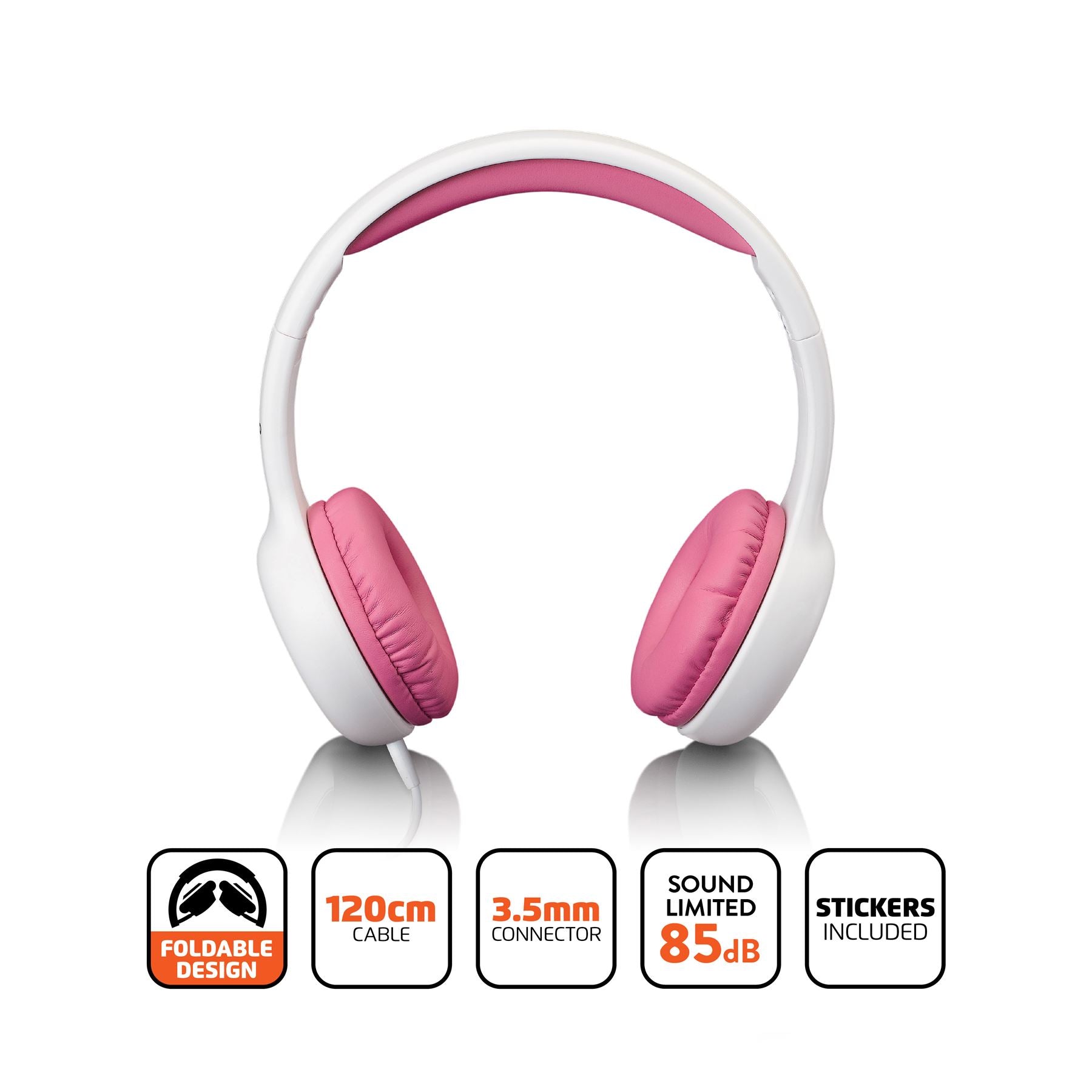 Lenco Kids Headphones Limited 85dB with stickers - Pink