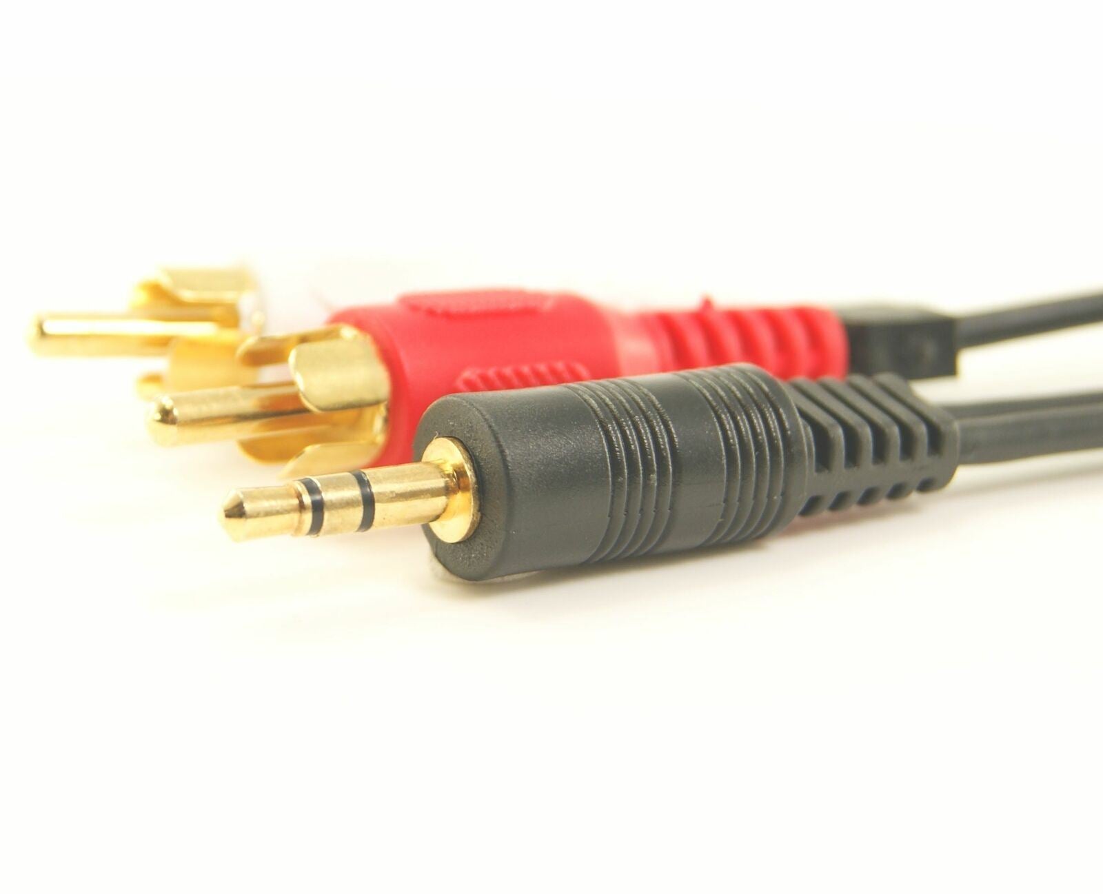 3m | 3.5mm Stereo Jack Plug | 2x RCA Male Phono Plugs | Cable - Black