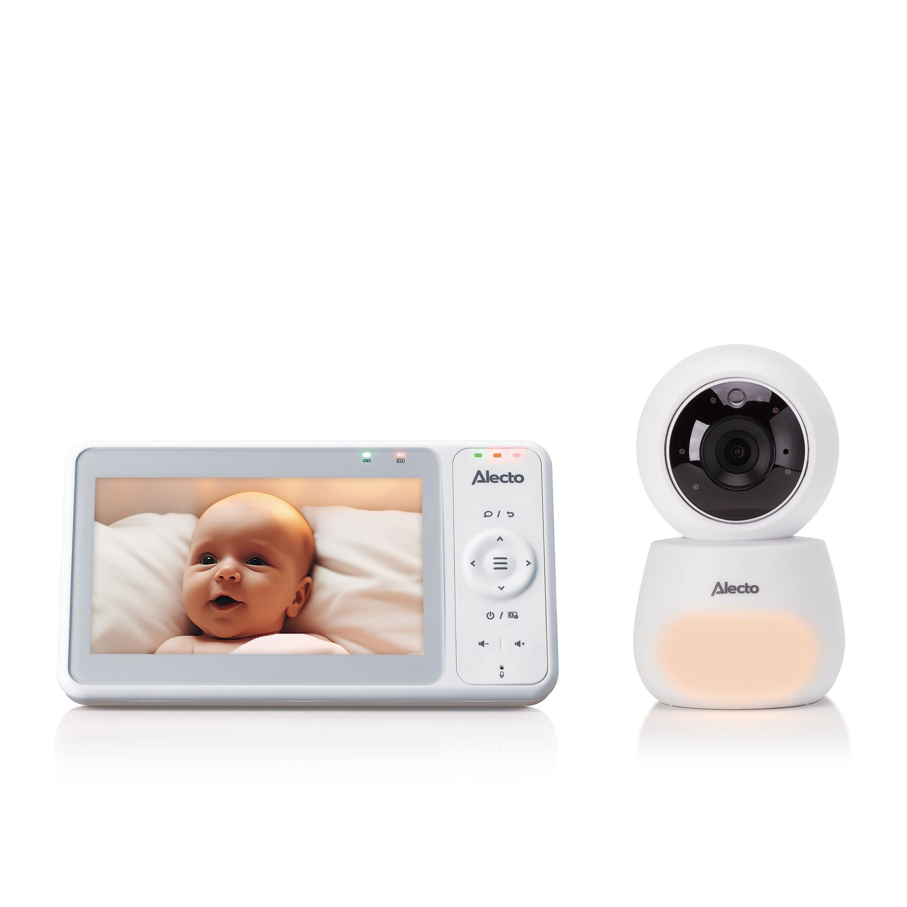 Alecto DVM-2050 Video Baby Monitor with Camera, 5.0" Inch No Wifi Baby Monitor, Temperature, Night Light, Night Vision, Lullaby, Two-Way Audio - White