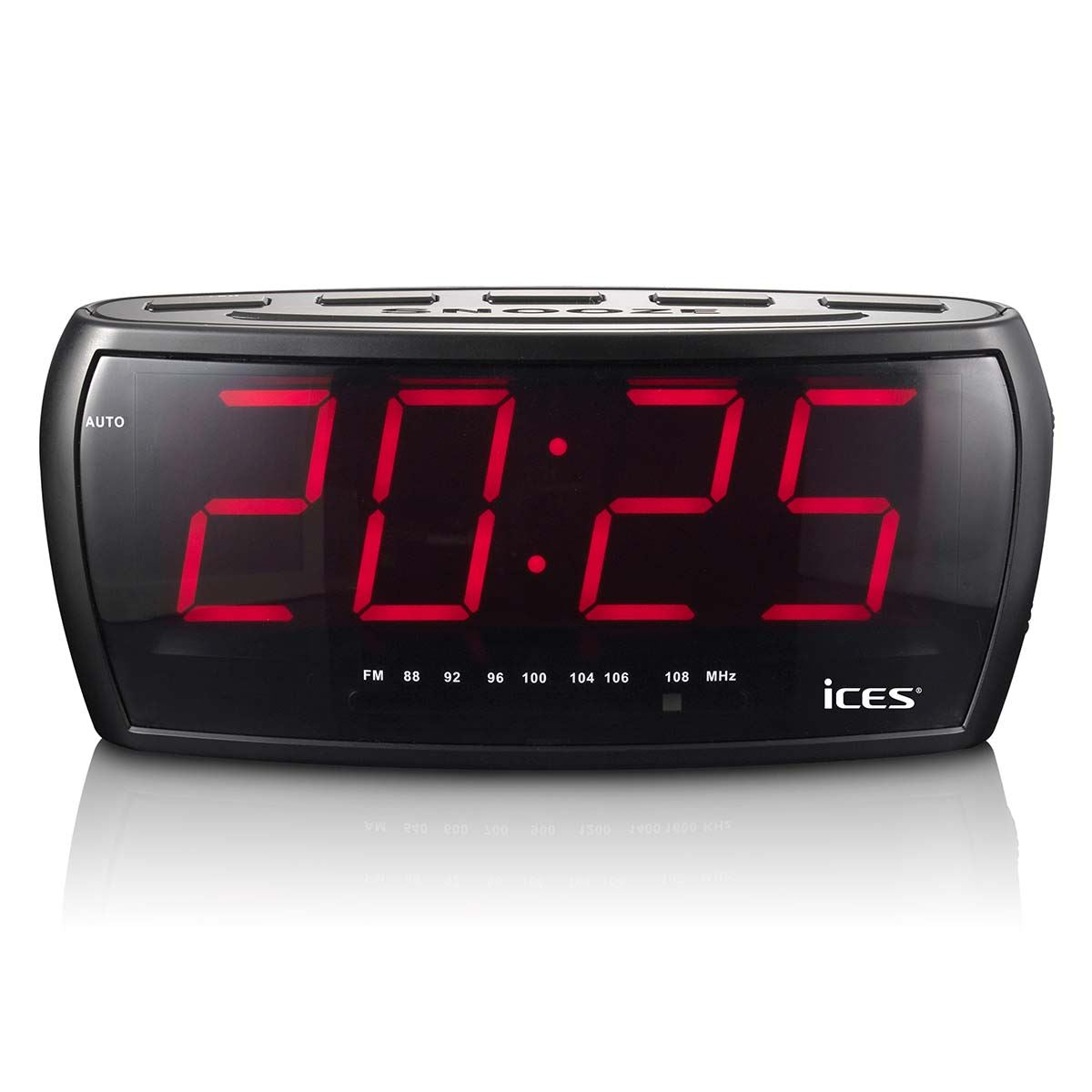 ICES Digital Desk Alarm Clock Radio LED | FM | Snooze function, 1.8" Large Screen, Sleep timer, Dual Alarm - Black