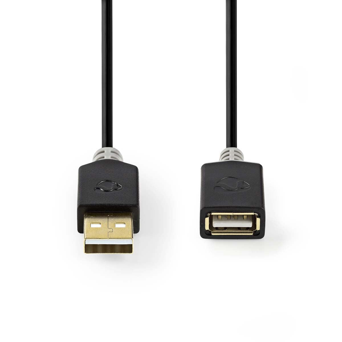Nedis USB Cable | USB 2.0 | USB-A Male | USB-A Female | 480 Mbps | Gold Plated | 3.00 m | Round | PVC | Anthracite | Box