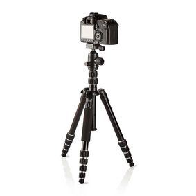 Nedis Tripod | Maximum load capacity: 3.0 kg | Minimum working height: 17.5 cm | Maximum working height: 145.0 cm | 3 Segments | Ball Head | Travel bag included | Reversible center column | ABS / Aluminium | Black
