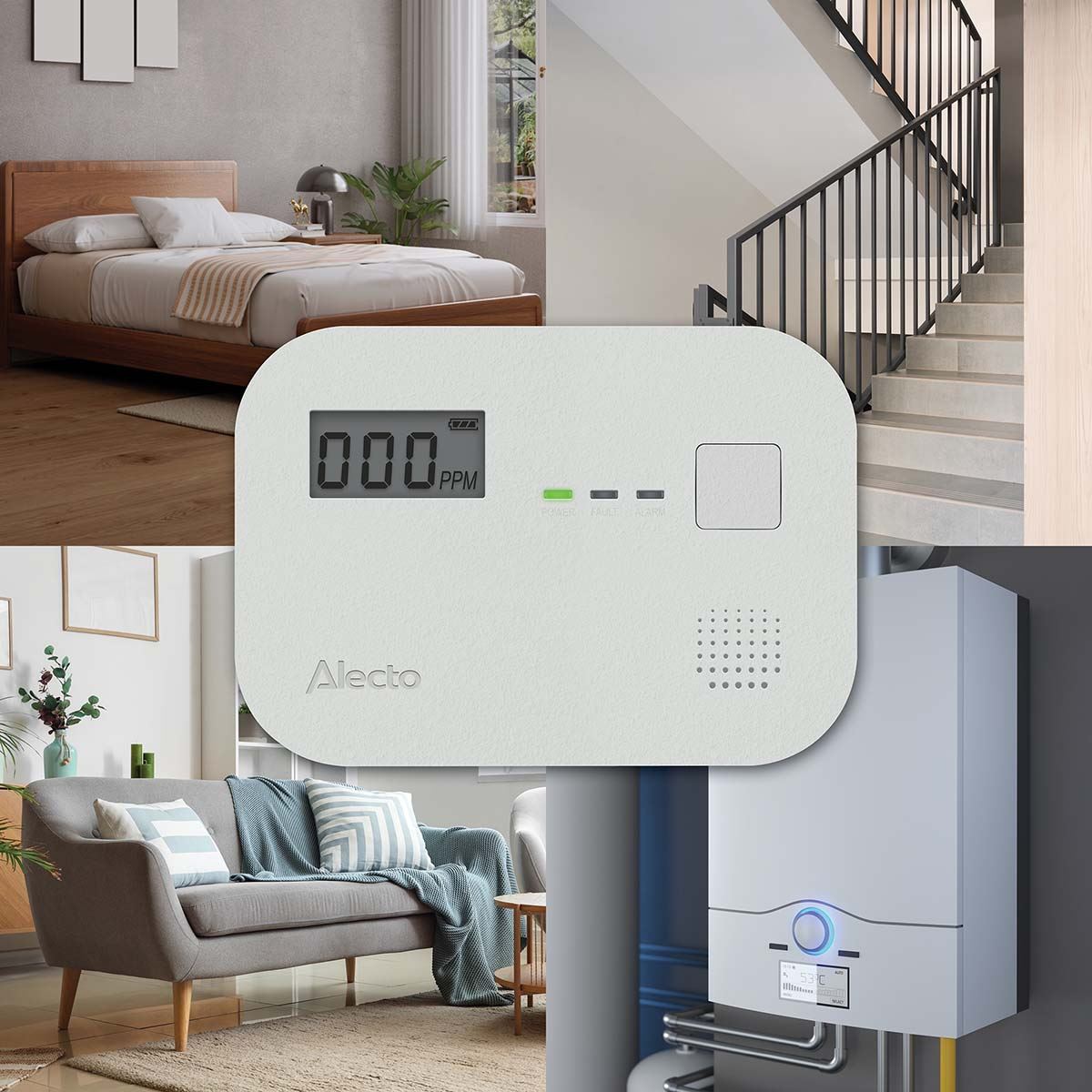 Alecto COA3910 Carbon monoxide Alarm with 10 year Sensor Runtime & LCD Display | EN50291-1:20180 | White