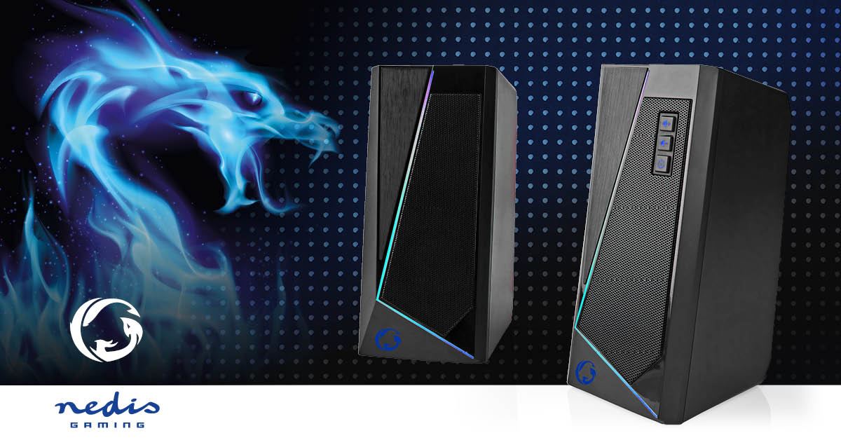 Nedis Gaming Speaker | Speaker channels: 2.0 | USB Powered | 3.5 mm Male | 18 W | LED | Volume control