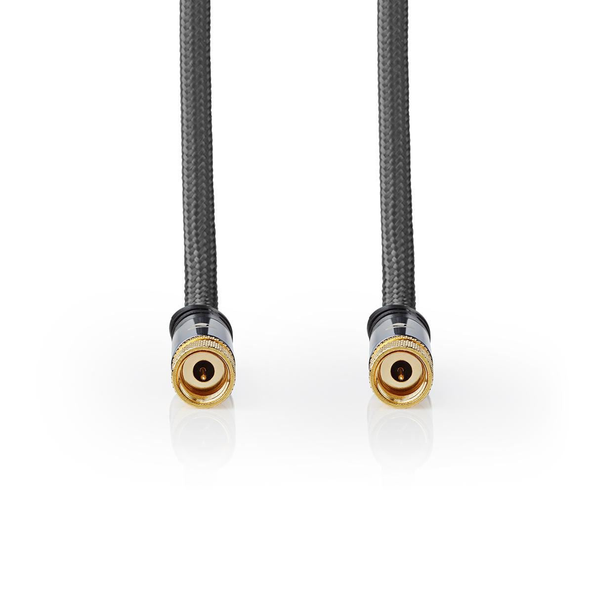 Nedis Satellite & Antenna Cable | F Male | F Male | Gold Plated | 75 Ohm | Quad Shielded | 5.00 m | Round | Cotton | Grey / Gun Metal Grey | Cover Window Box