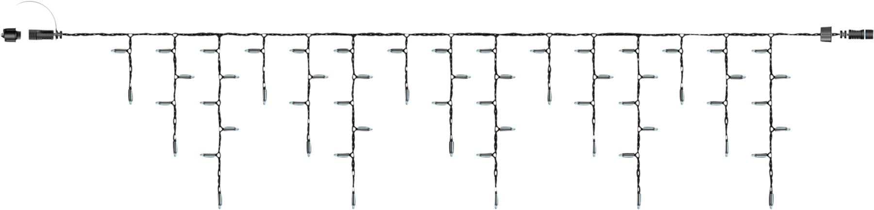 5m Easy-Connect Cool White 120 Icicle Lights Black Rubber With 60/40/20cm Drop with 10% Twinkle