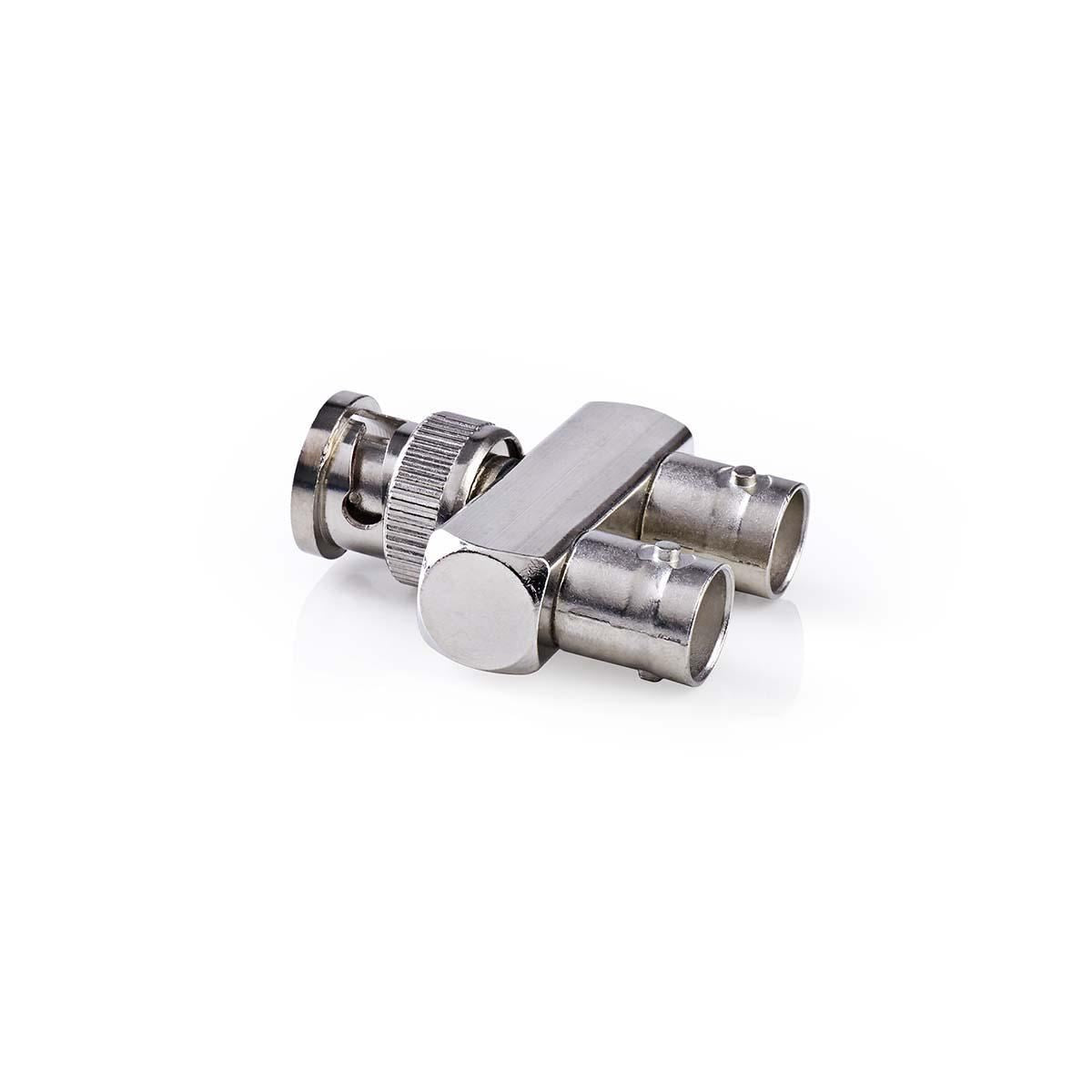 Nedis BNC Adapter | BNC Male | 2x BNC Female | Nickel Plated | 50 Ohm | Splitter | Metal | Silver | 10 pcs | Polybag