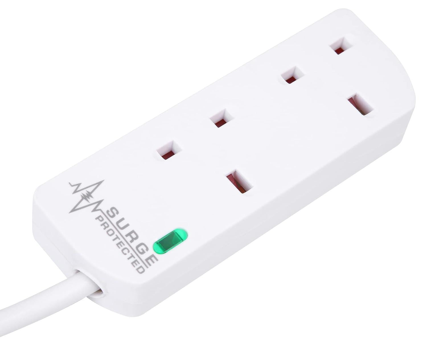 2 Gang 10m Mains Extension Lead Socket 13A Surge Protected - White