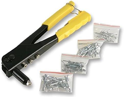 Duratool Heavy Duty Hand Rivet Gun with Rivets for Four Interchangeable Tips