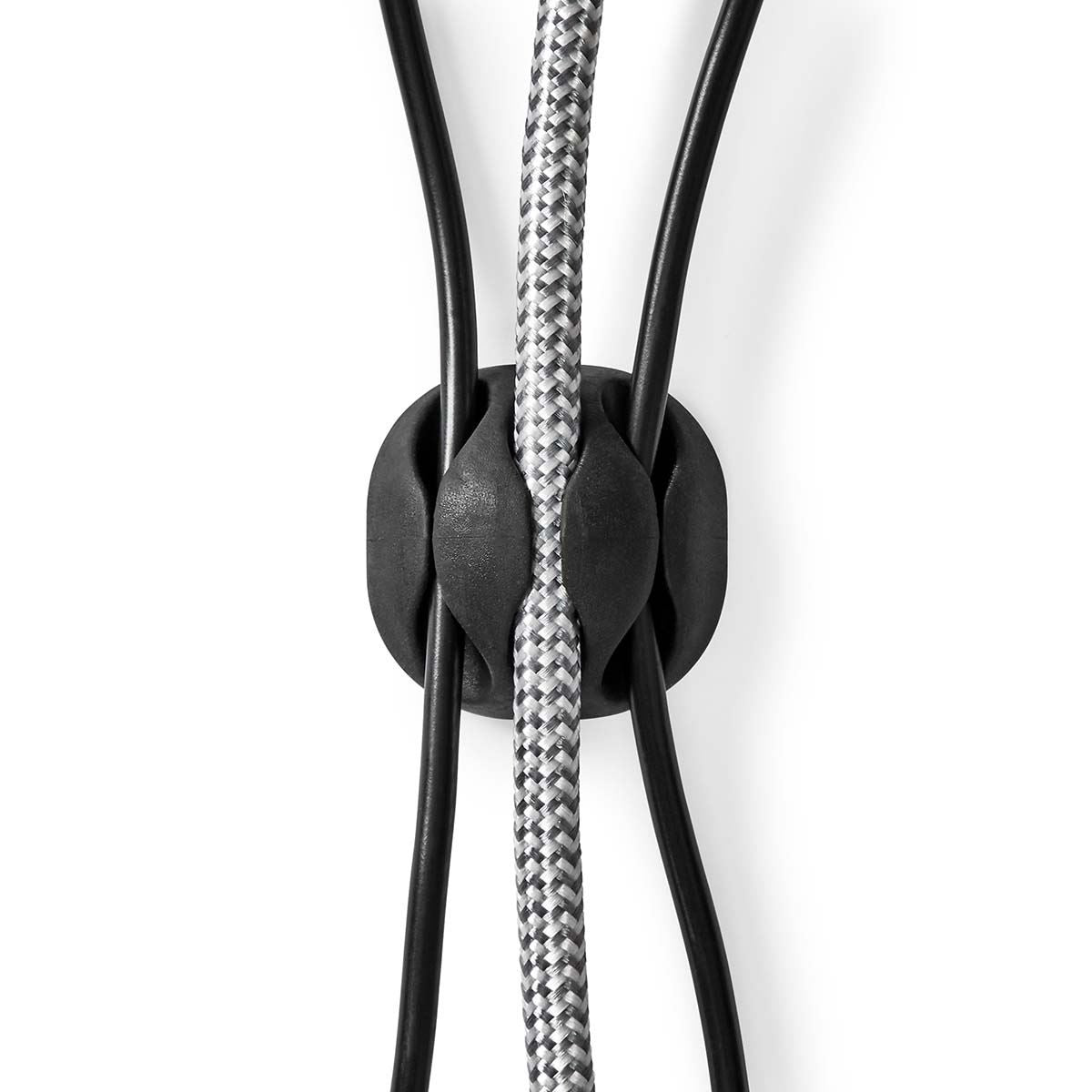 Nedis Cable Management | Cable Clip | Click and Go | 4 pcs | Number of slots: 3 Slots | Maximum cable thickness: 5.3 mm | TPE | Black