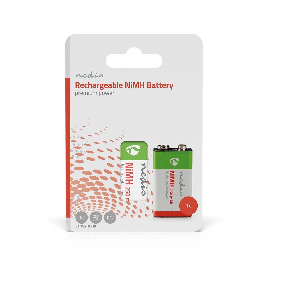 Nedis E-Block Rechargeable NiMH Battery | 8.4 V DC | 250 mAh | Precharged | 1-Pack | 6LR61