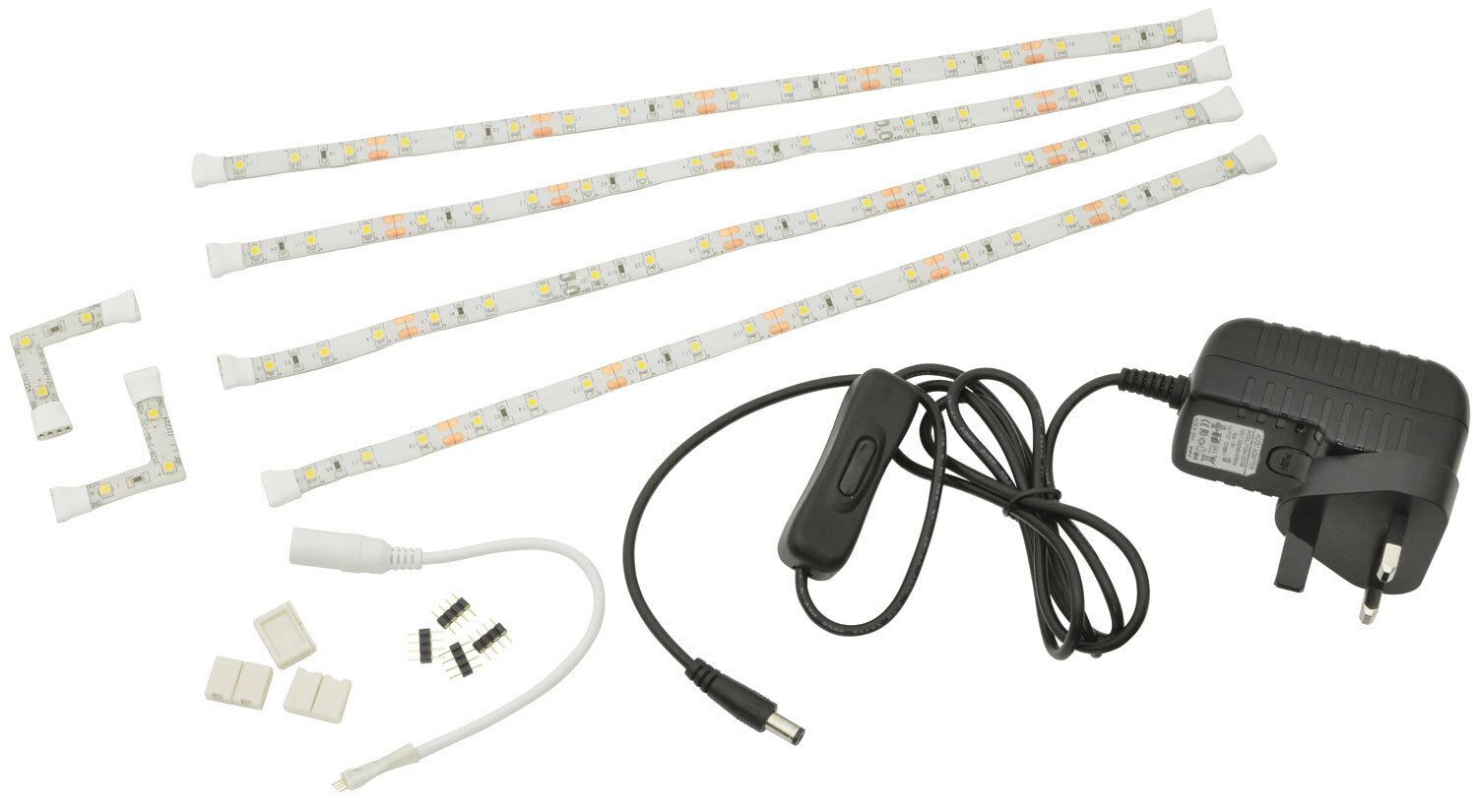 Adhesive LED Tape Decor Kit TV Picture etc.. 4 x 300mm & Corners - Warm white - Complete Kit