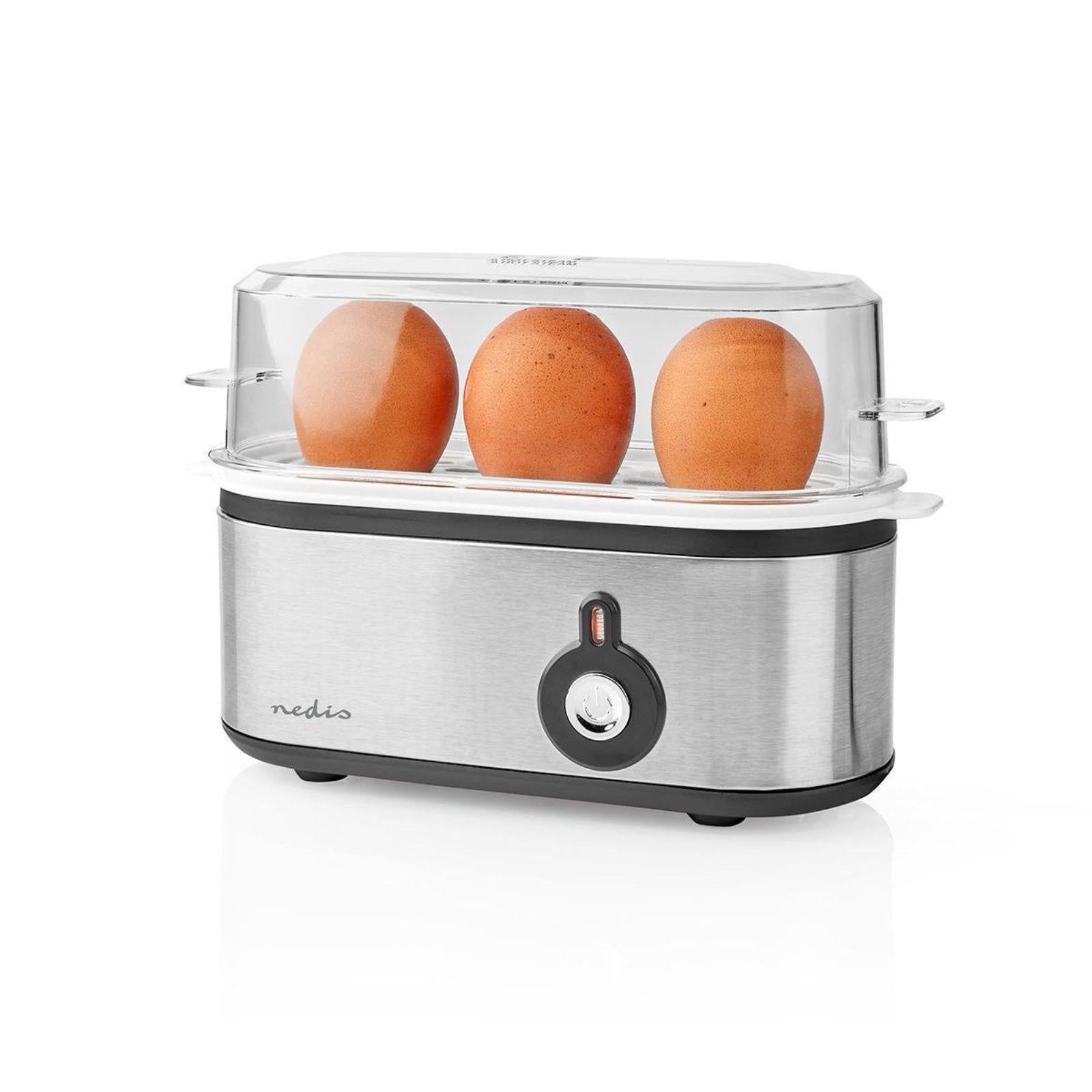 Nedis Compact Electric Egg Cooker Boiler, 210W with Loud Buzzer, for up to 3 Eggs