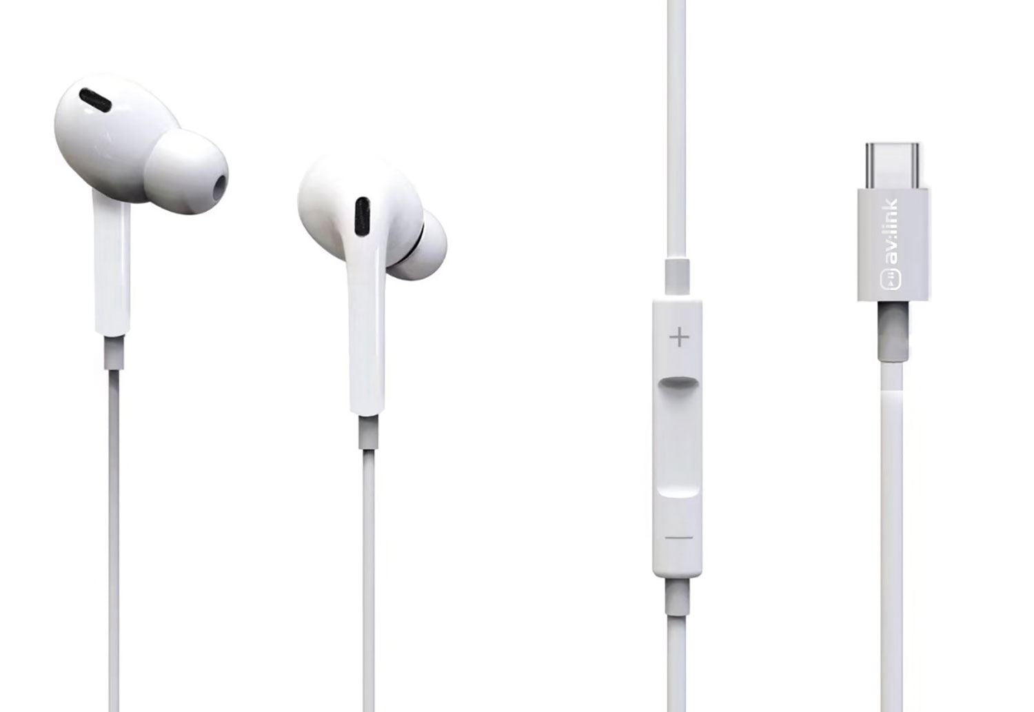 Av:link White USB TYPE C Earphones In-Ear Headphones for Mobile Devices