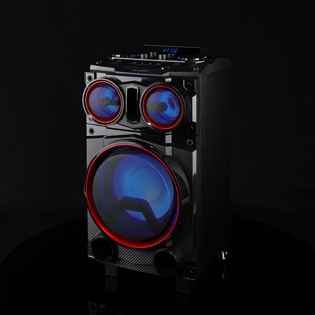 Nedis Bluetooth® Party Speaker | Maximum battery play time: 6.5 hrs | 120 W | Carrying handle | Party lights | Equalizer | Black