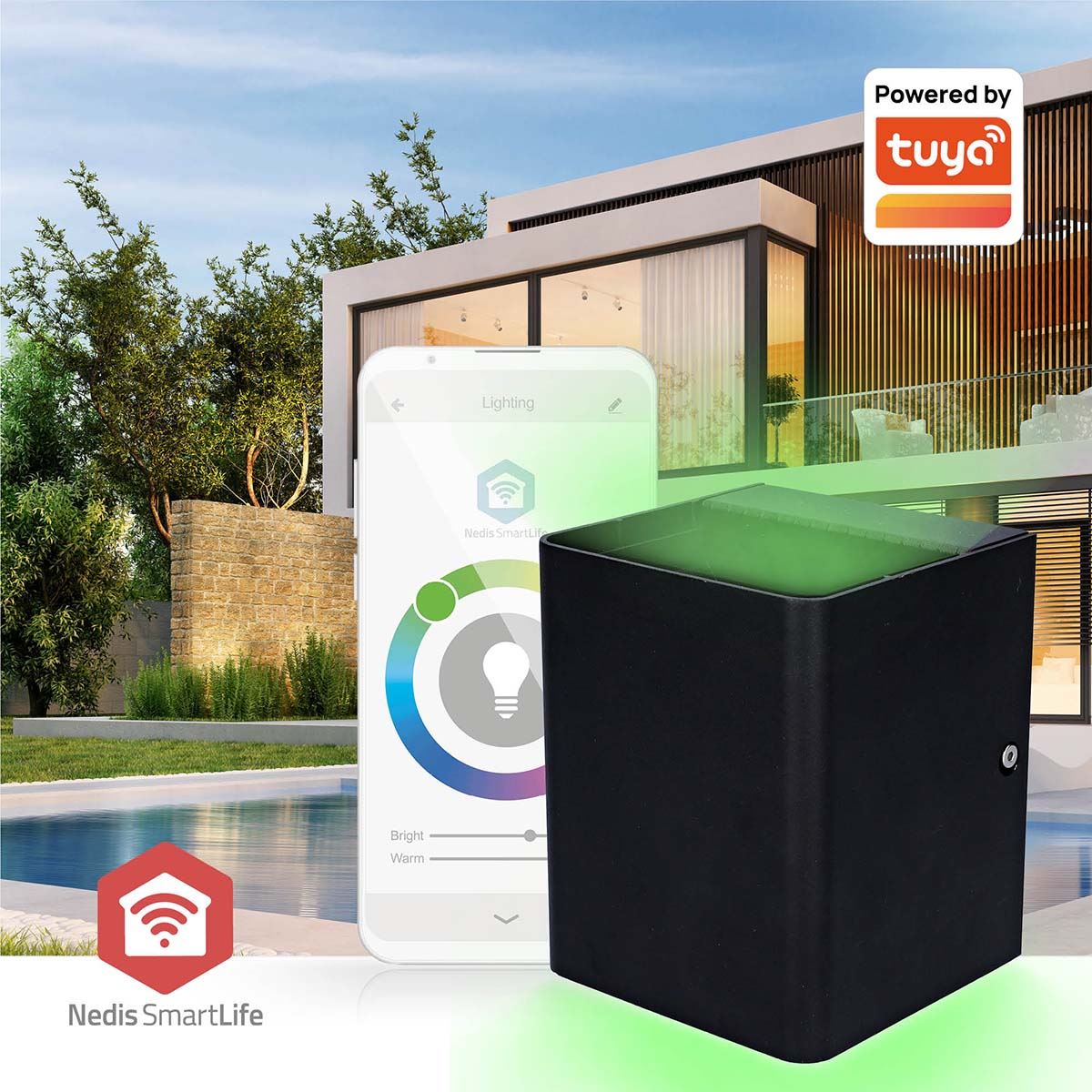 Nedis SmartLife Smart Zigbee Outdoor Wall Light with Up and Down Lights, Warm White and RGB Colours, Energy Efficient, IP65, Compatible with Amazon Alexa and Google Home