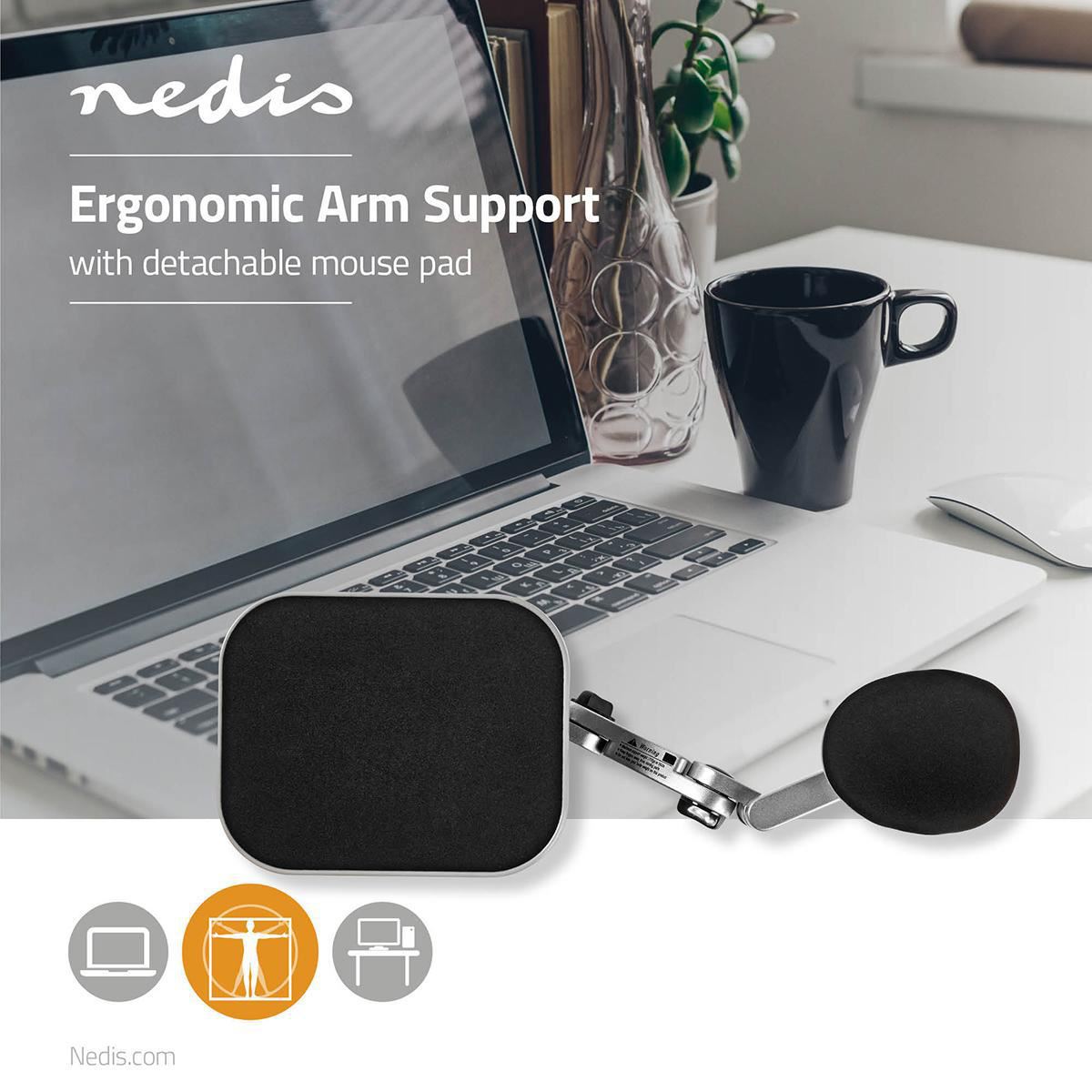 Nedis Armrest | Number of pivot points: 3 Pivot point(s) | Forearm pad length: 150 | Max. carrying capacity: 5 kg | Swivel angle: 90 ° | With mouse platform