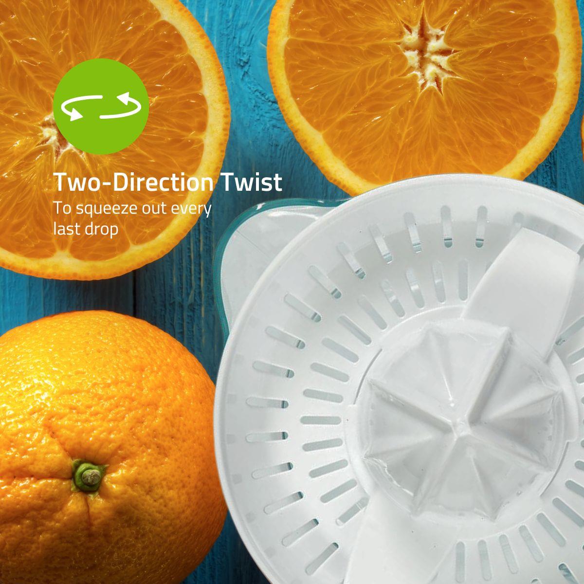 Nedis 0.7L Electric Citrus Press Juicer Squeezer, 25W Motor, with Bi-Directional Twist, 2 x Interchangeable Cones, and Easy Pour Spout
