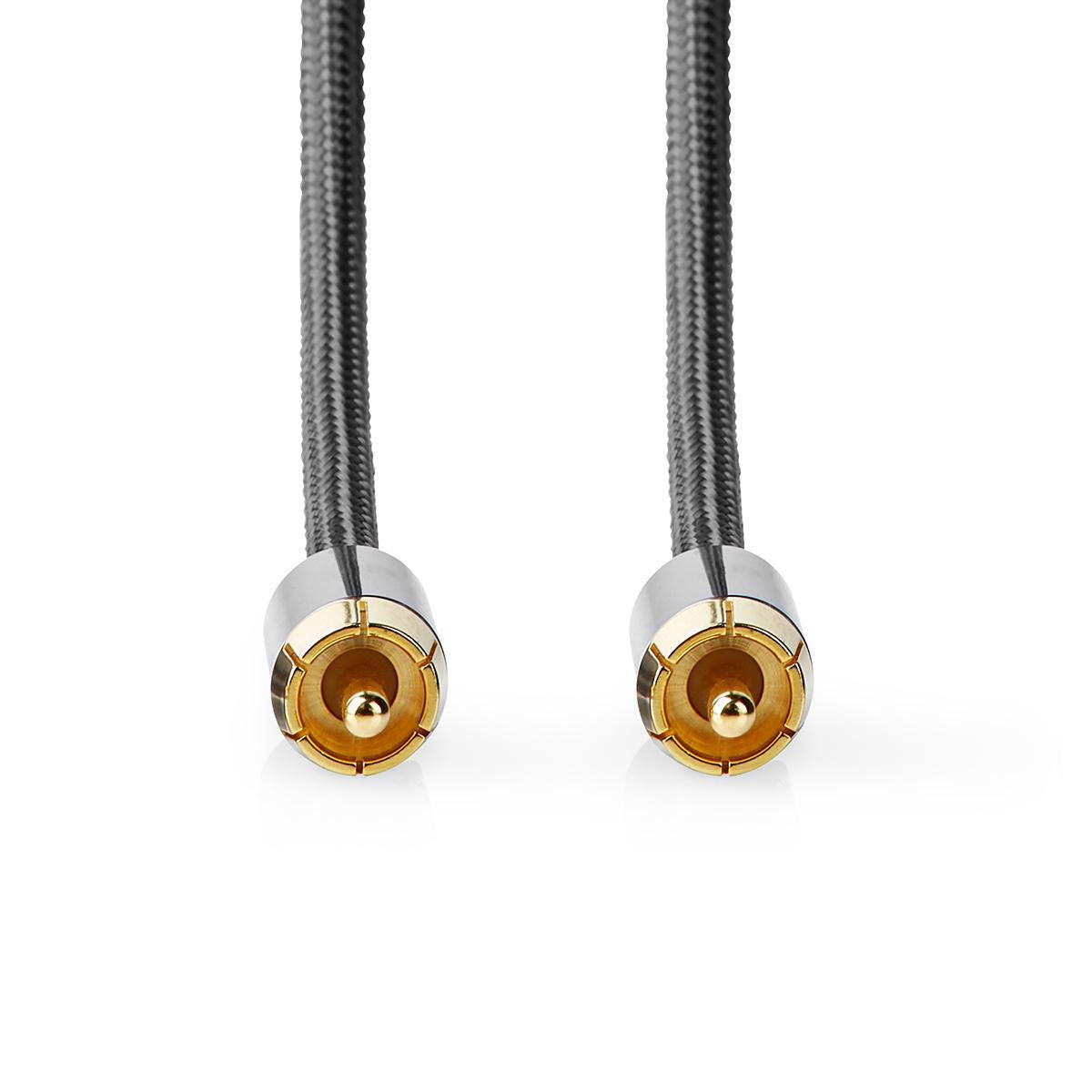 Nedis Subwoofer Cable | RCA Male | RCA Male | Gold Plated | 5.00 m | Round | 4.5 mm | Anthracite / Gun Metal Grey | Cover Box