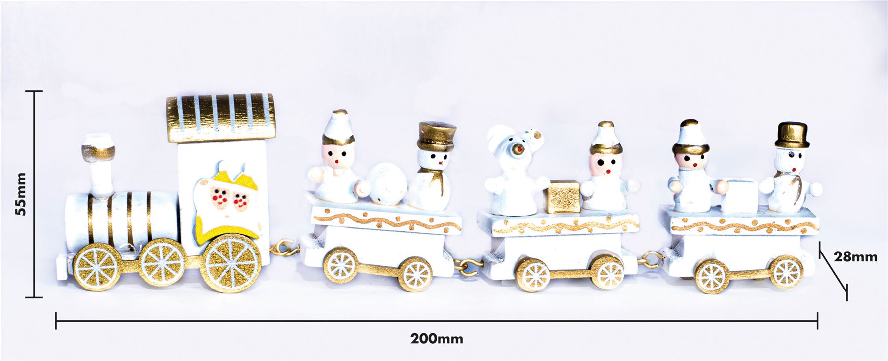 Wooden Christmas Train Set Display In White and Gold