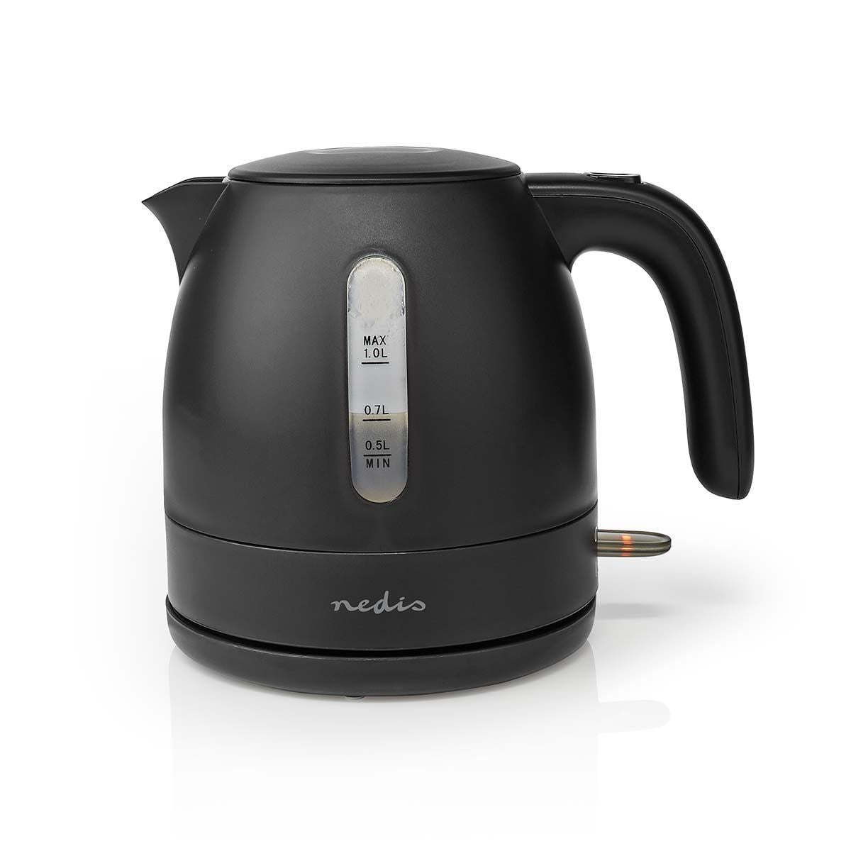 Nedis Electric Kettle, 1.0L Capacity with Quick Boil Time, Boil-Dry Protection and Removable Filter for Fresher Water, 2150W - Black