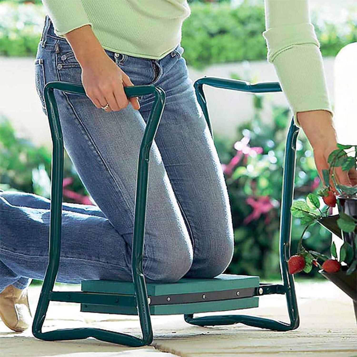 Garden Kneeler 2-in-1 Folding Gardening Padded Seat and Kneeling Stool Tool Bag