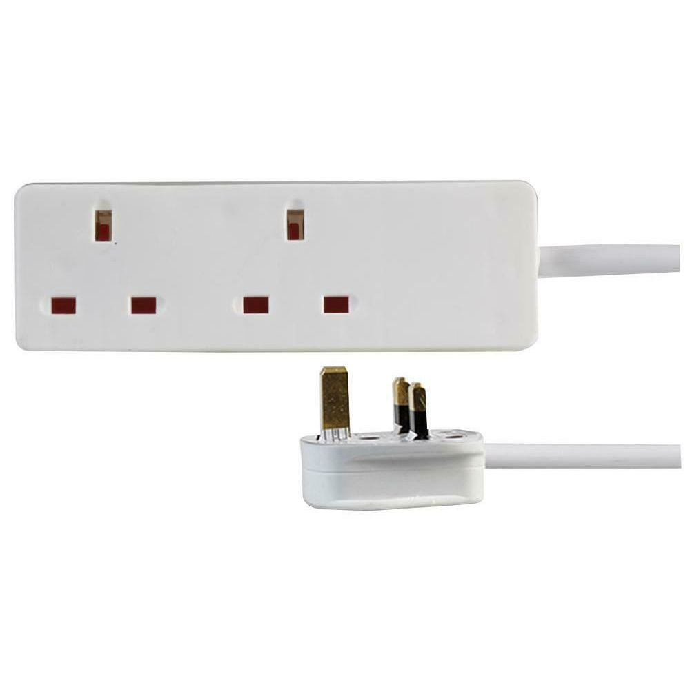 2 Gang 5m Mains Extension Lead Socket 13A - White
