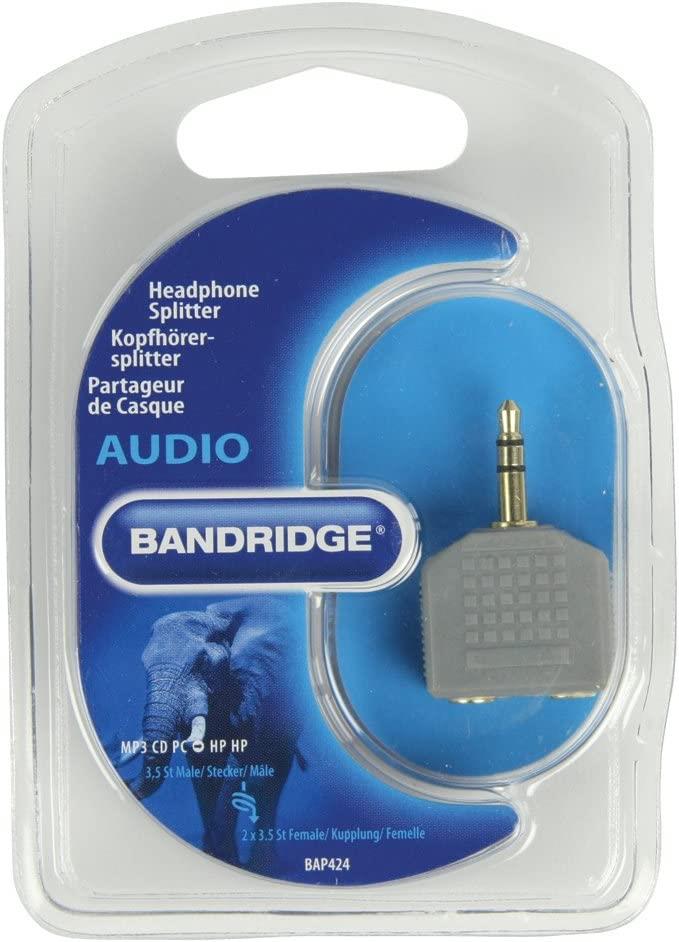 Bandridge Headphone Splitter 1 3.5mm Jack Male to 2 x 3.5mm Female
