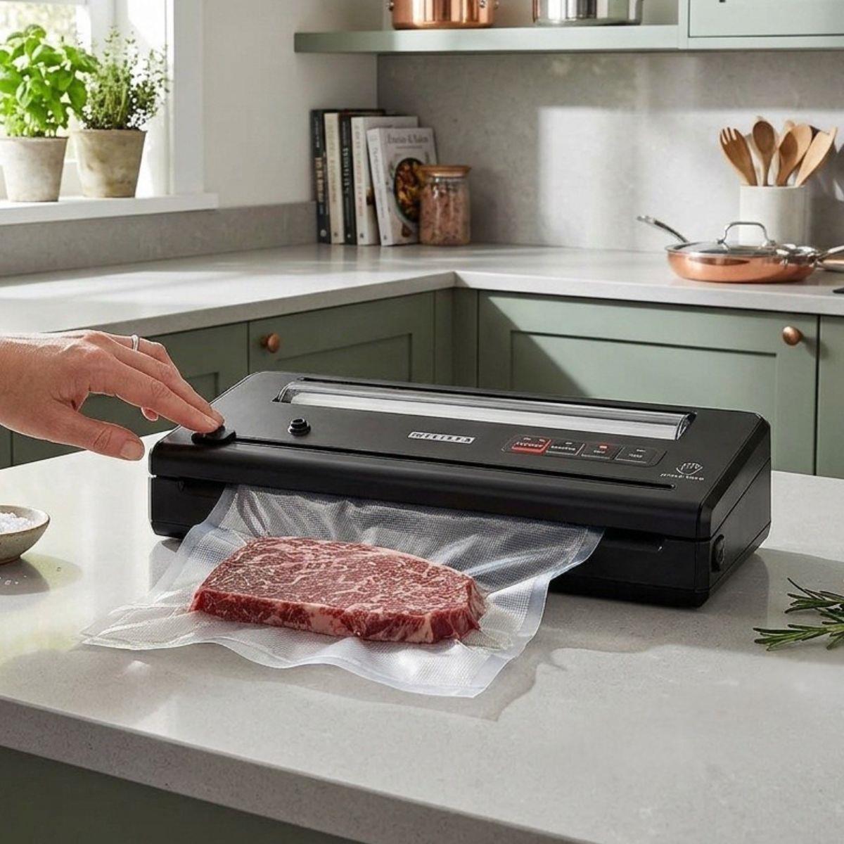 MELISSA Vacuum Sealer Machine, 28cm Seal Food Sealer, with Roll holder and 1 Roll Included for Vac/Seal/Rice/Wet/Dry Mode, Built-in Cutter and Visible LED Indicator
