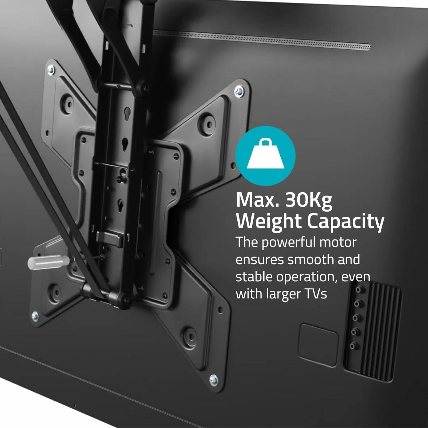 Nedis Smart Motorised TV Ceiling Mount Bracket for 23-65" Screen Max 30kg Adjustable Tilt and Swivel with Remote Control