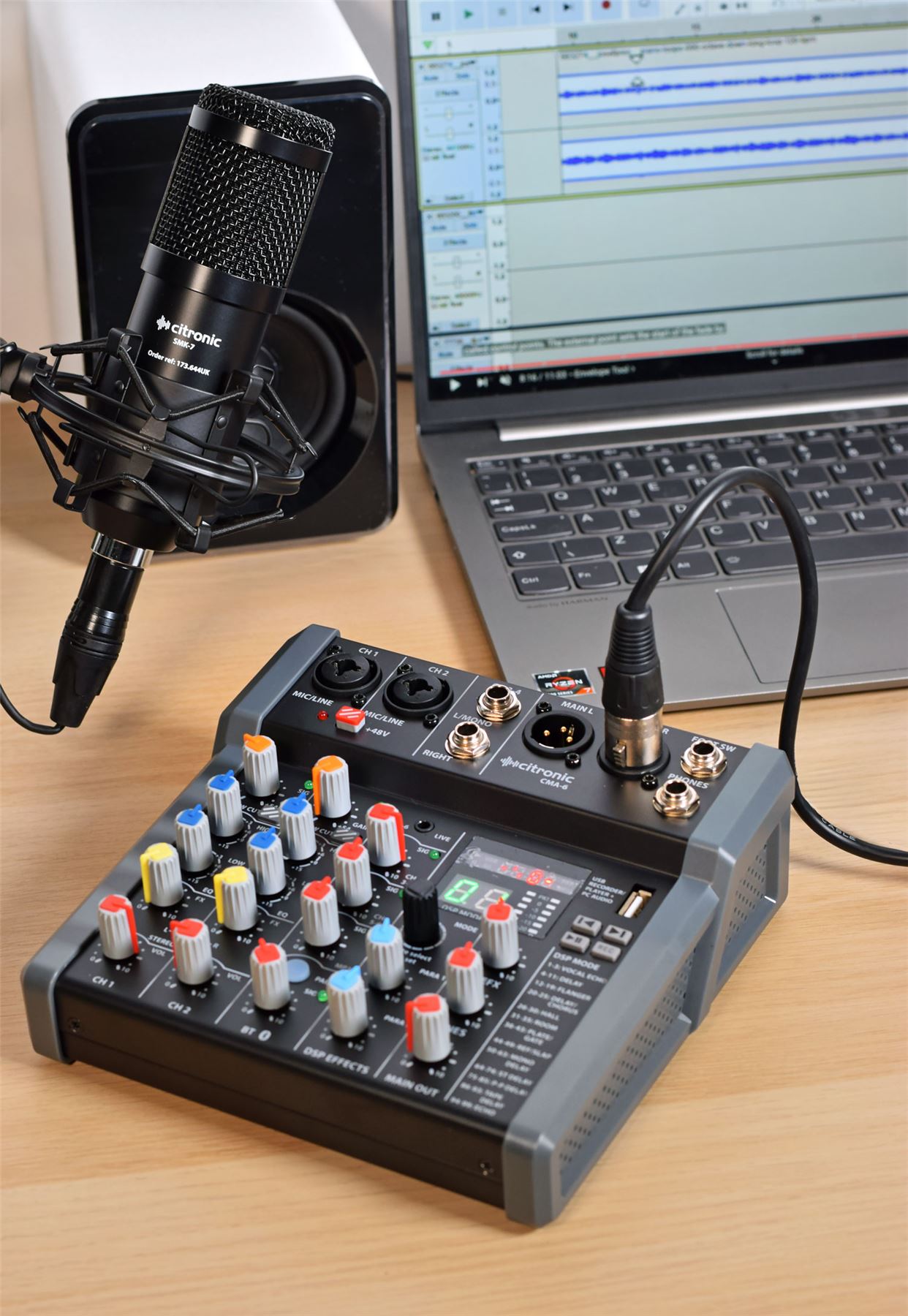 Citronic CMA-6 Compact Mixer with DSP FX and Bluetooth / USB Play & Record