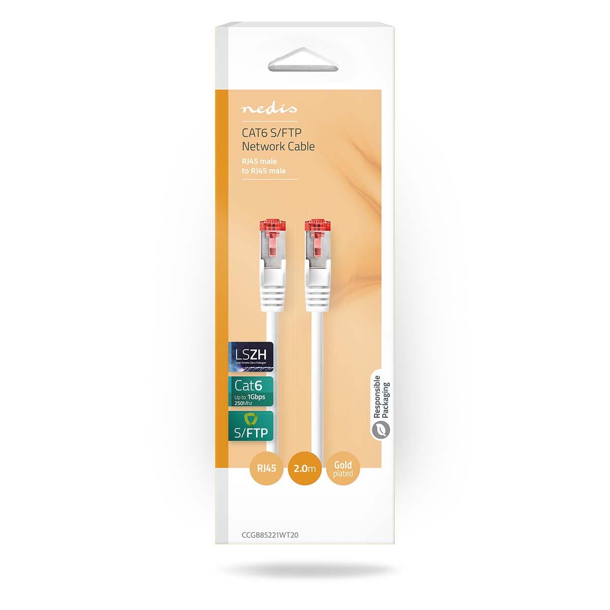 Nedis CAT6 Network Cable | RJ45 Male | RJ45 Male | S/FTP | 2.00 m | Indoor | Round | LSZH | White | Box