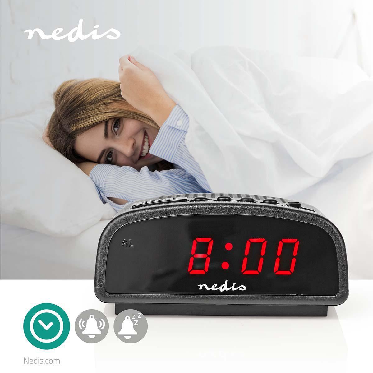 Nedis Digital Desk Alarm Clock | LED | Snooze function | Black