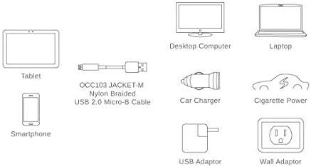 CliPtec Heavy Duty Micro USB Charging Cable Braided Fast Phone Charger Long Lead 1m - Orange