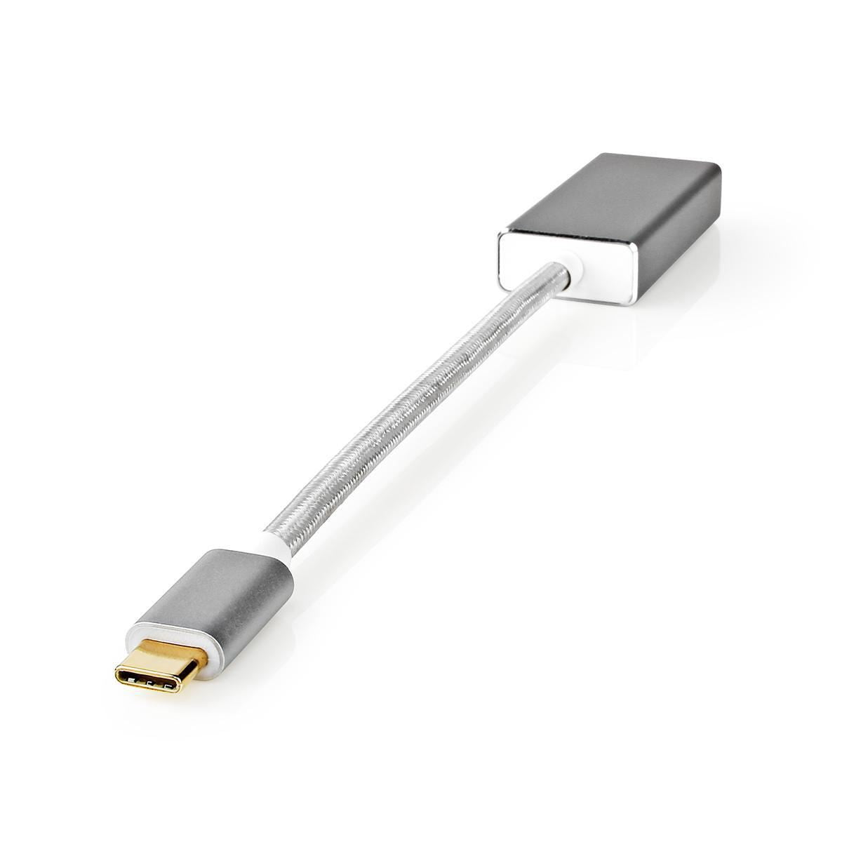 Nedis USB-C™ Adapter | USB 3.2 Gen 1 | USB-C™ Male | DisplayPort Female | 0.20 m | Round | Gold Plated | Braided / Nylon | Silver | Cover Window Box