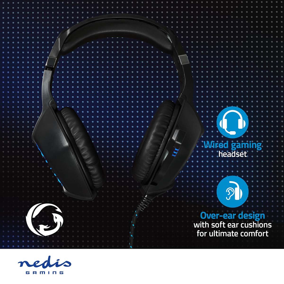 Nedis Gaming Headset | Over-Ear | Stereo | USB Type-A / 2x 3.5 mm | Fold-Away Microphone | 2.20 m | LED