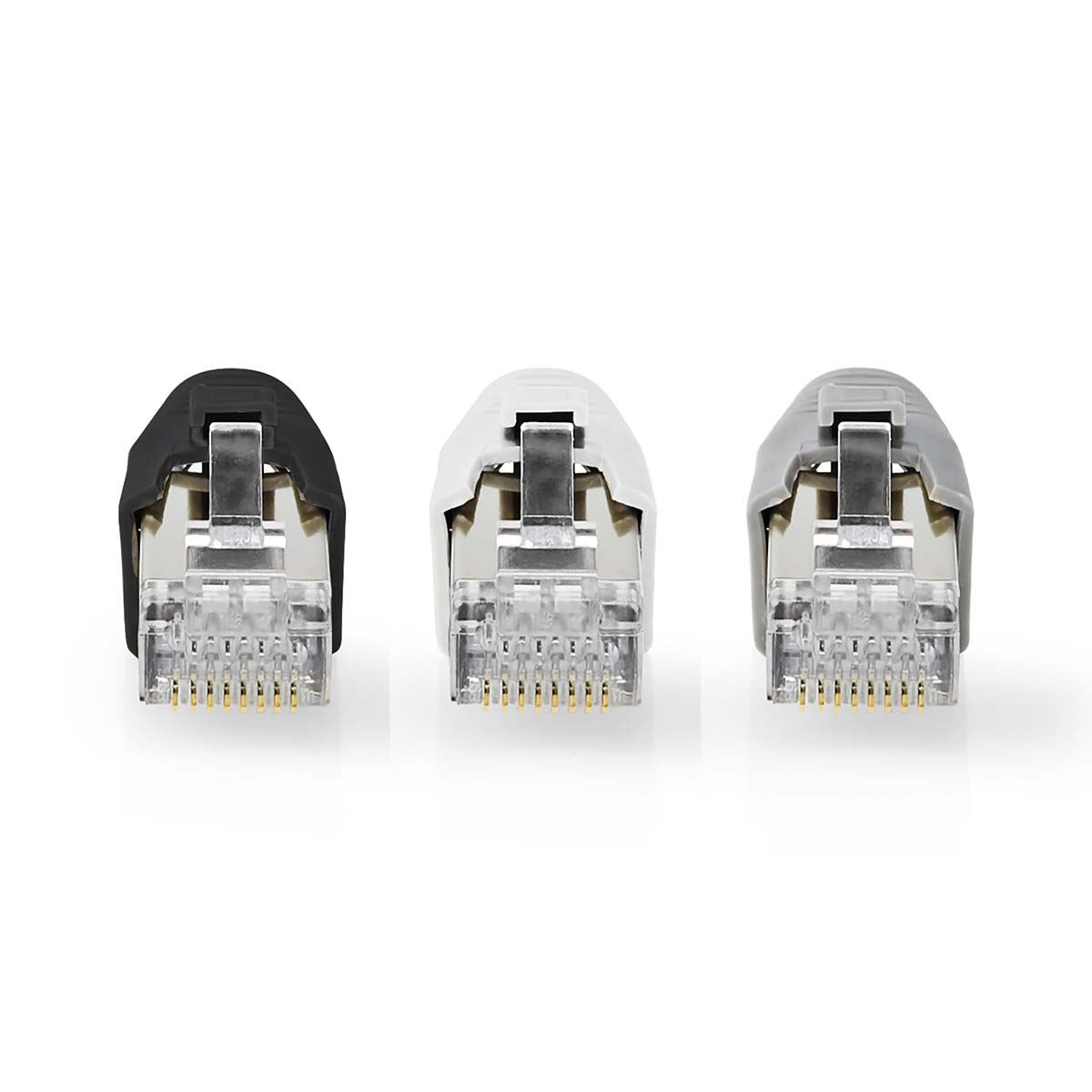 Nedis RJ45 Connector | RJ45 Pass Through | Solid/Stranded FTP CAT7 | Straight | Gold Plated | 10 pcs | PVC | Black / Grey / White | Box